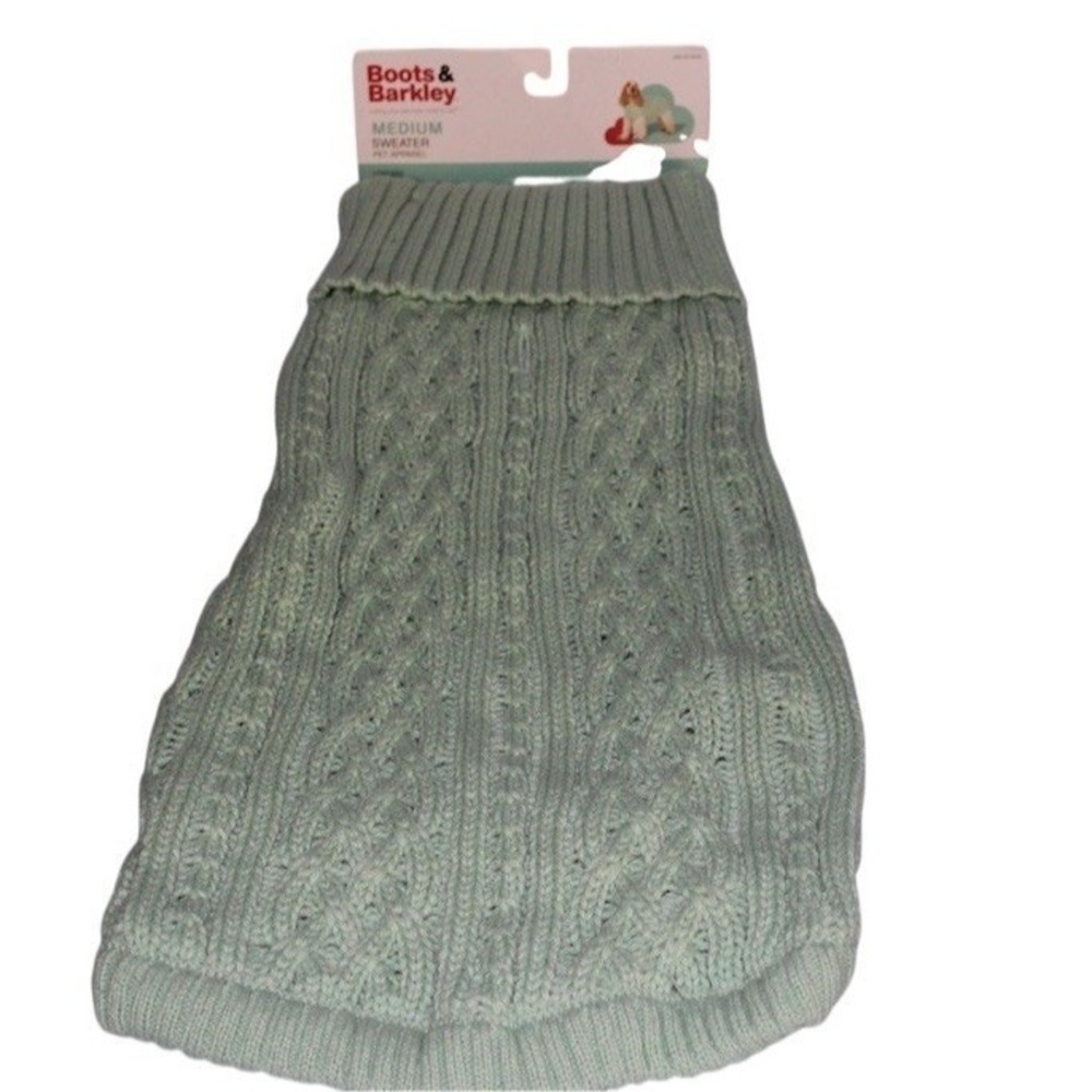 Boots & Barkley Dog‎ Sweater Size M Mint Green Cable Knit Turtleneck